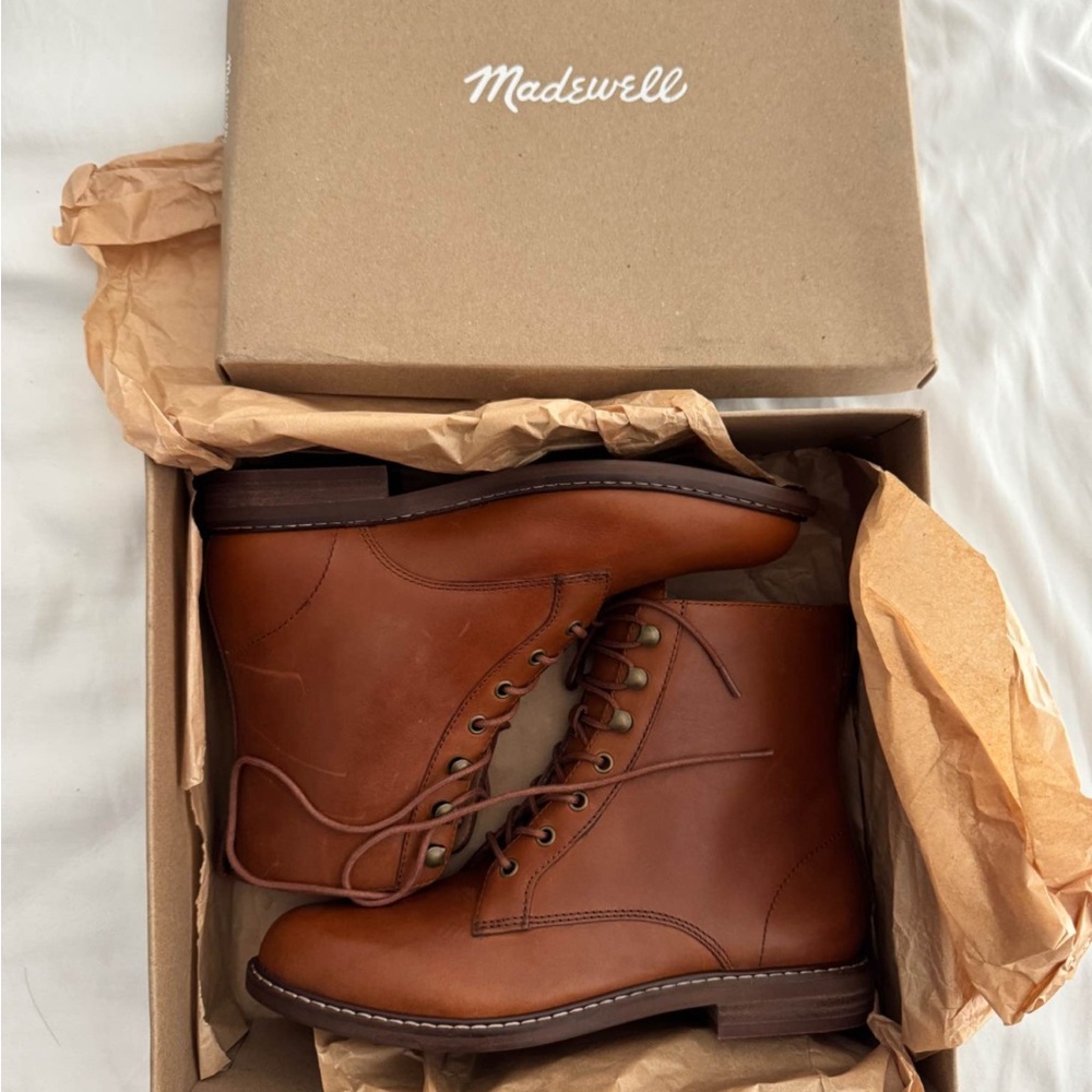 Madewell Brown Leather Lace-Up Ankle Boots